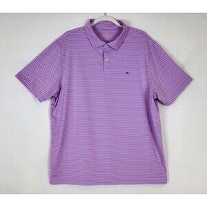 Vineyard Vines Performance Polo Shirt Mens XL Pink Blue Stripes